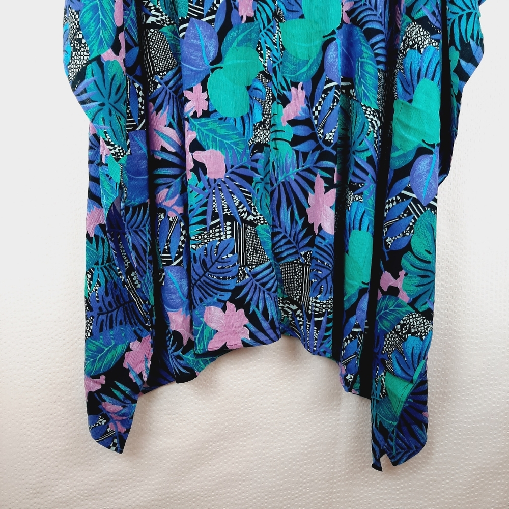 Jeweled Caftan Beach Cover Up Tropical Flora… - Picture 6 of 12